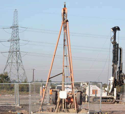 CP and Rotary rigs set up on site in an industrial space